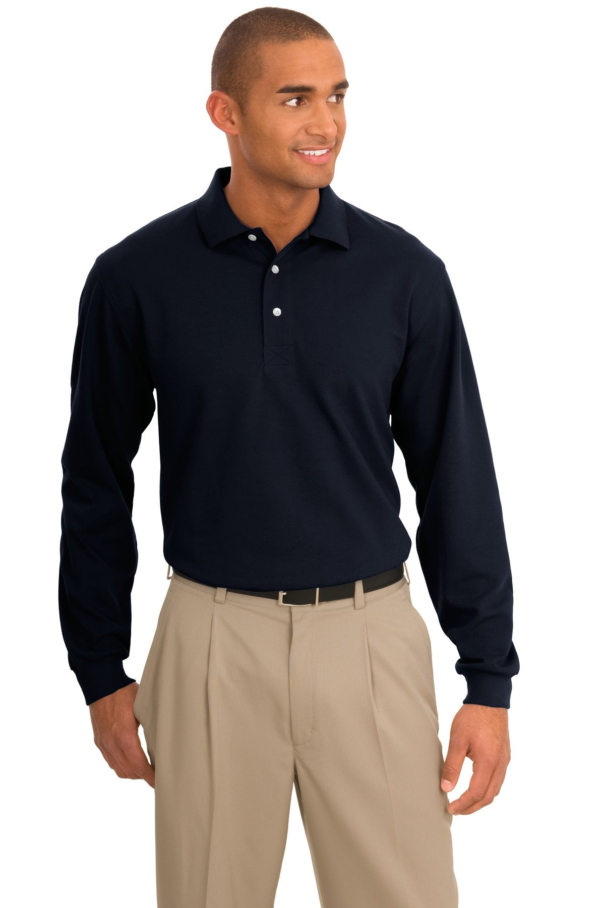 Port Authority Rapid Dry Long Sleeve Polo.  K455LS in Classic Navy