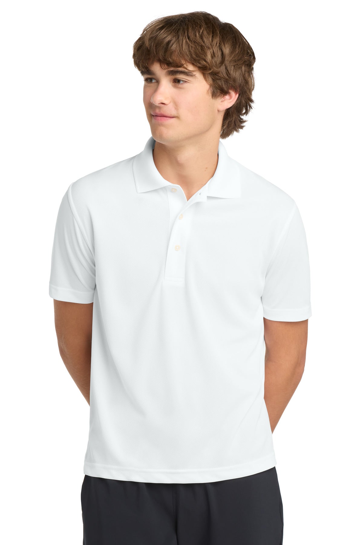Sport-Tek Dri-Mesh Polo.  K469 in White