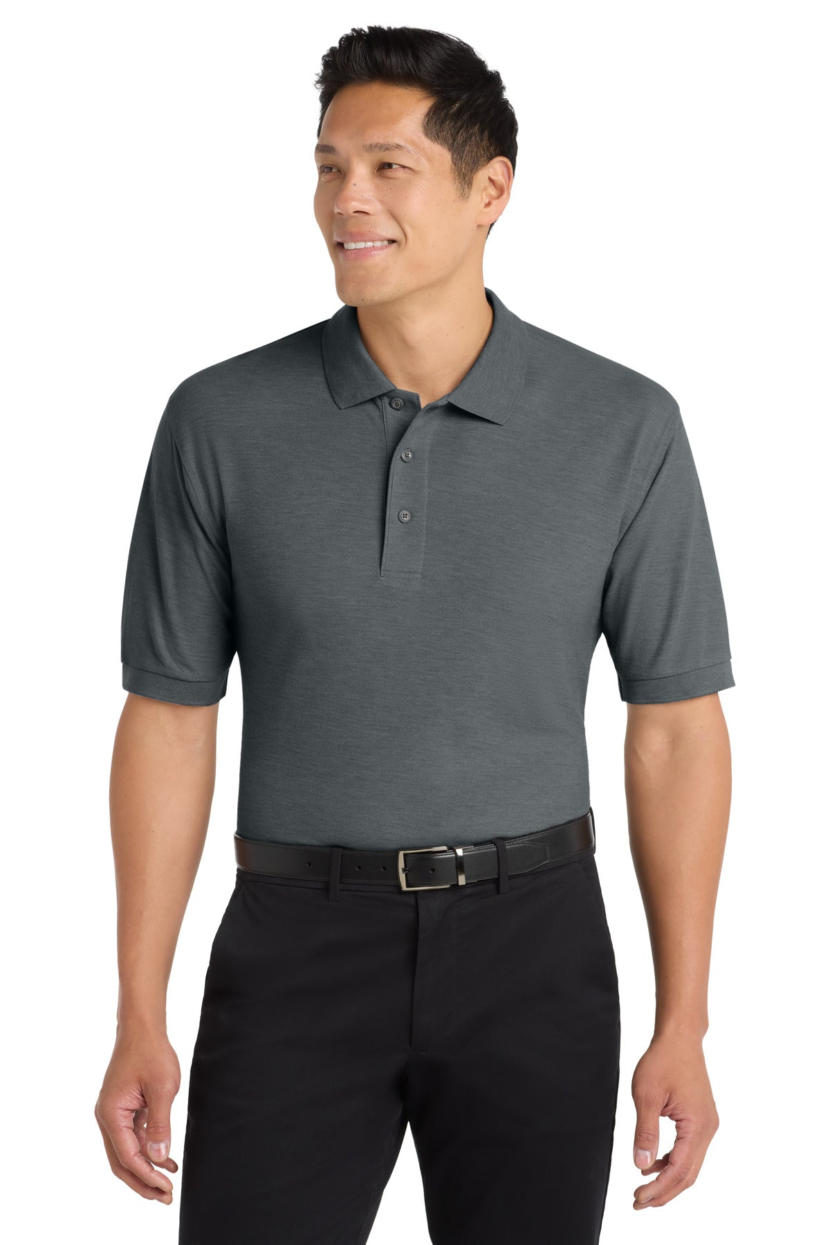 Port Authority Extended Size Silk Touch Polo K500ES in Steel Grey