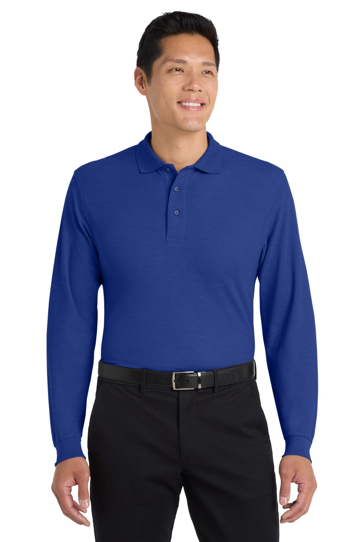 Port Authority Silk Touch Long Sleeve Polo.  K500LS in Royal