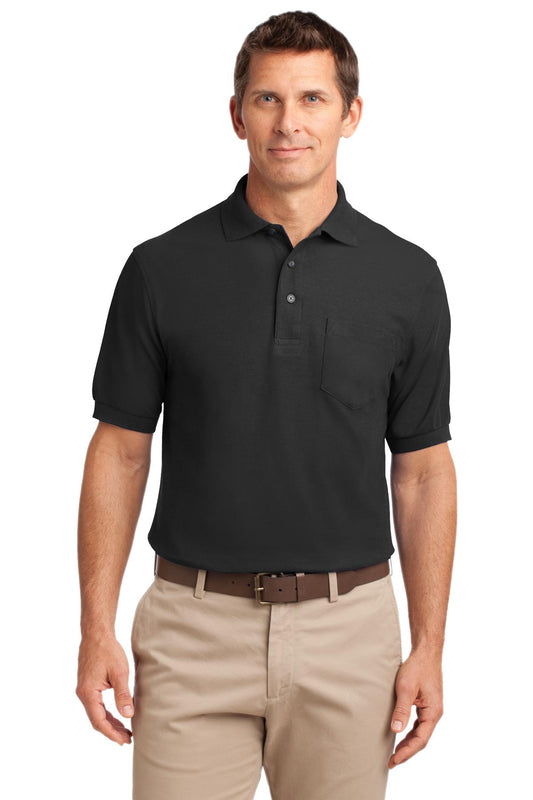Port Authority Silk Touch Polo with Pocket.  K500P in Black
