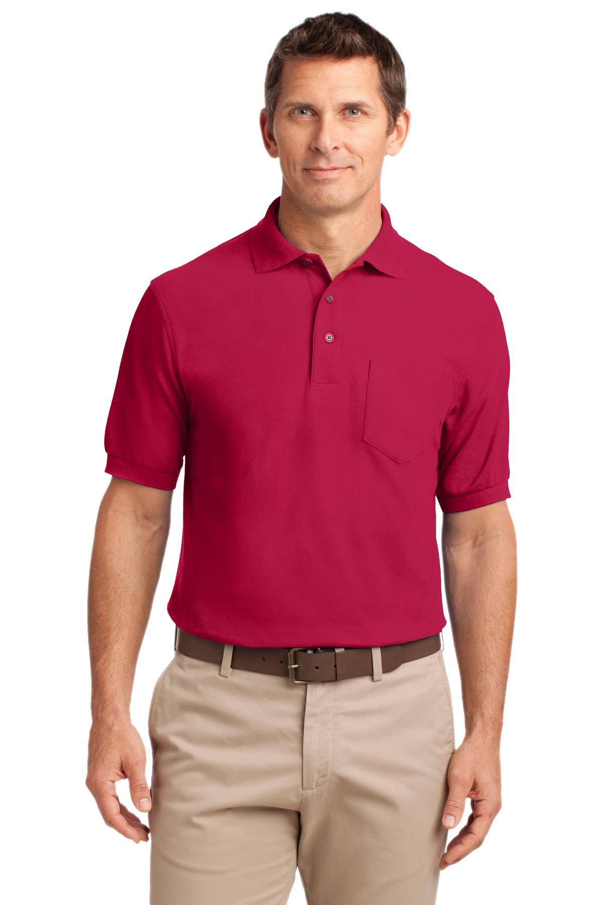 Port Authority Silk Touch Polo with Pocket.  K500P in Red