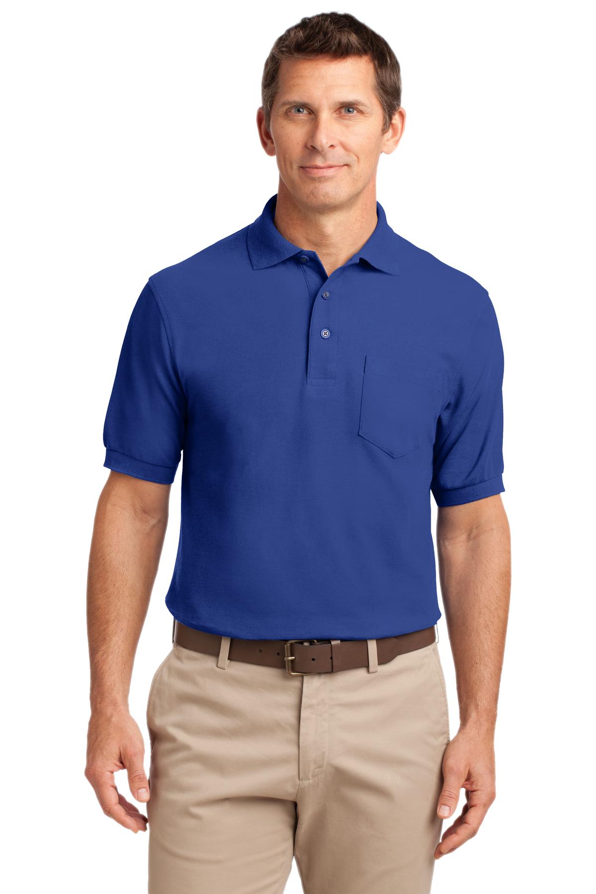 Port Authority Silk Touch Polo with Pocket.  K500P in Royal