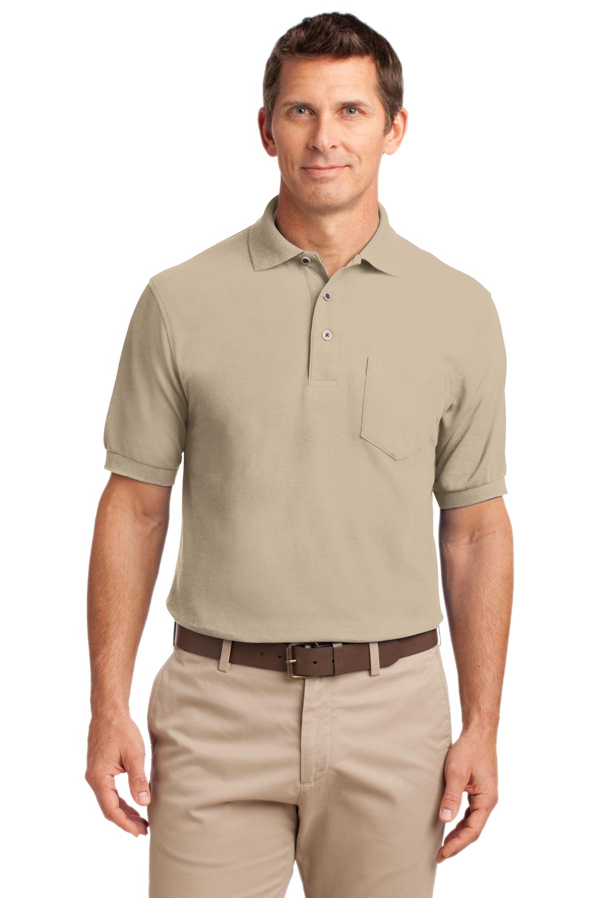 Port Authority Silk Touch Polo with Pocket.  K500P in Stone