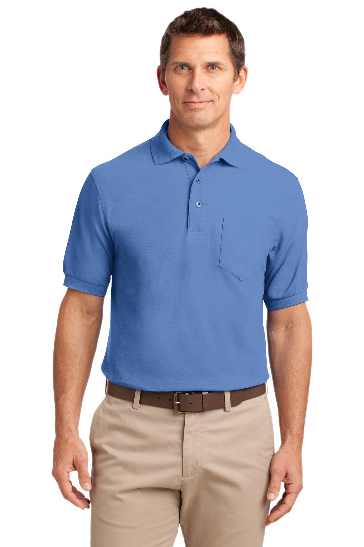 Port Authority Silk Touch Polo with Pocket.  K500P in Ultramarine Blue