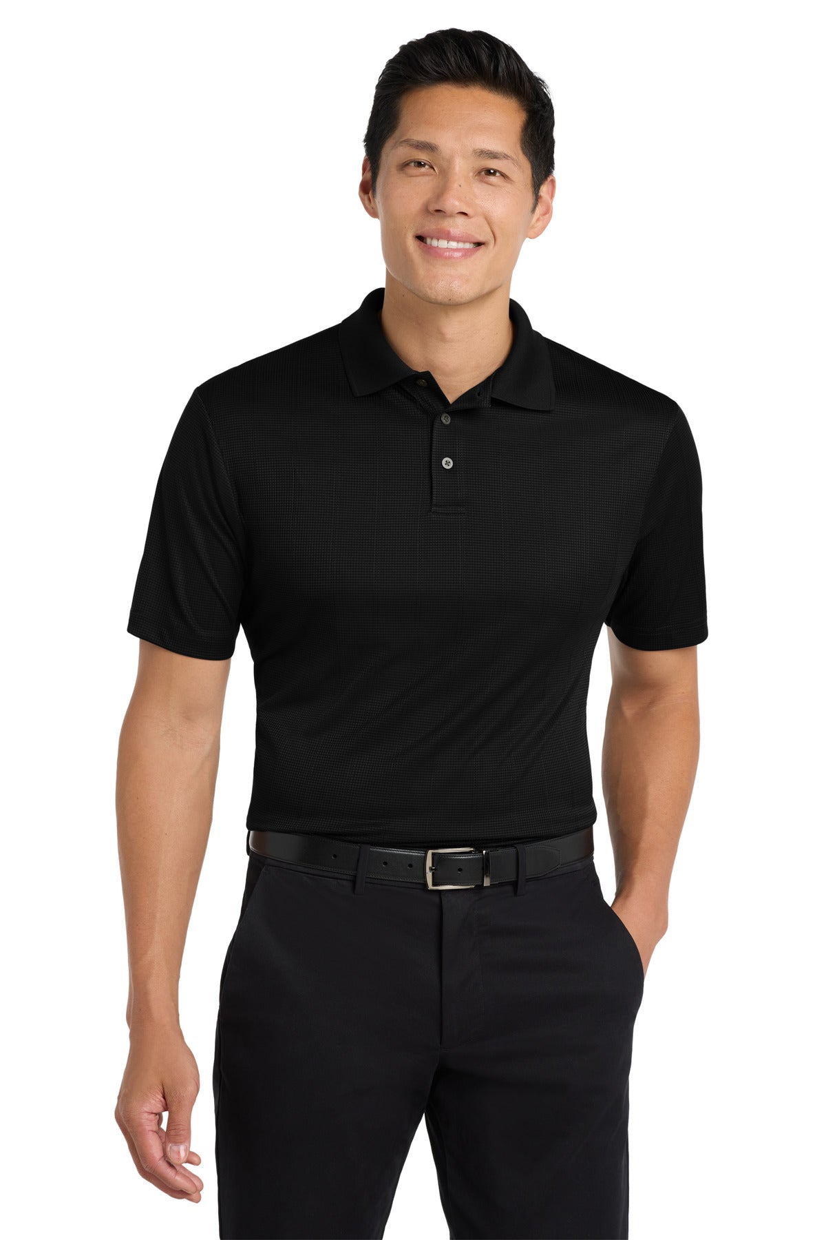 Port Authority Performance Fine Jacquard Polo. K528 in Black