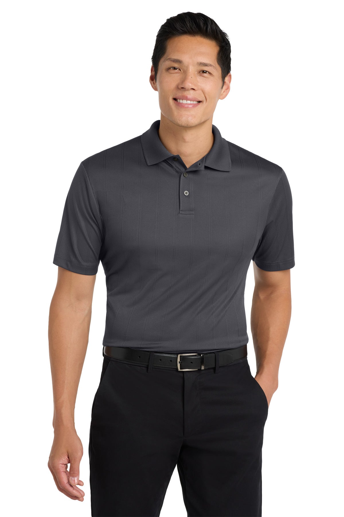 Port Authority Performance Fine Jacquard Polo. K528 in Grey Smoke