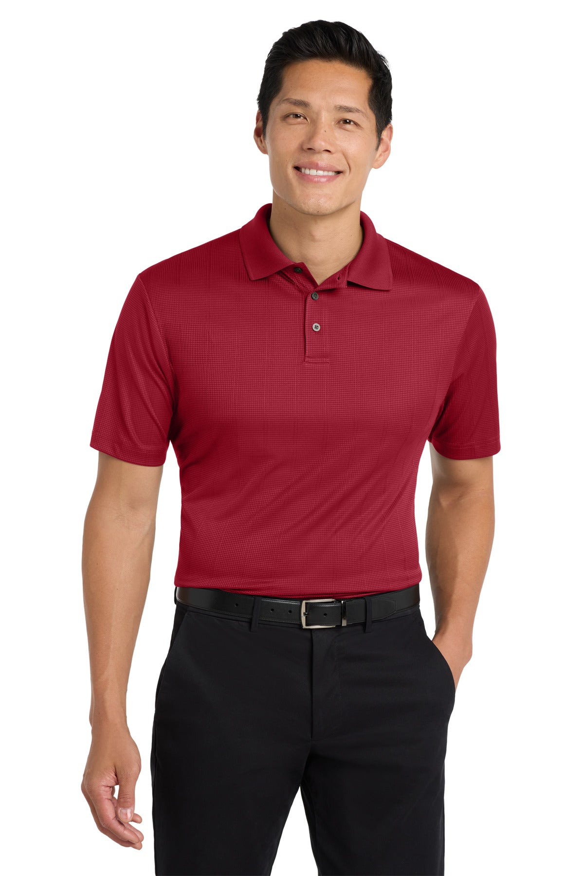 Port Authority Performance Fine Jacquard Polo. K528 in Rich Red