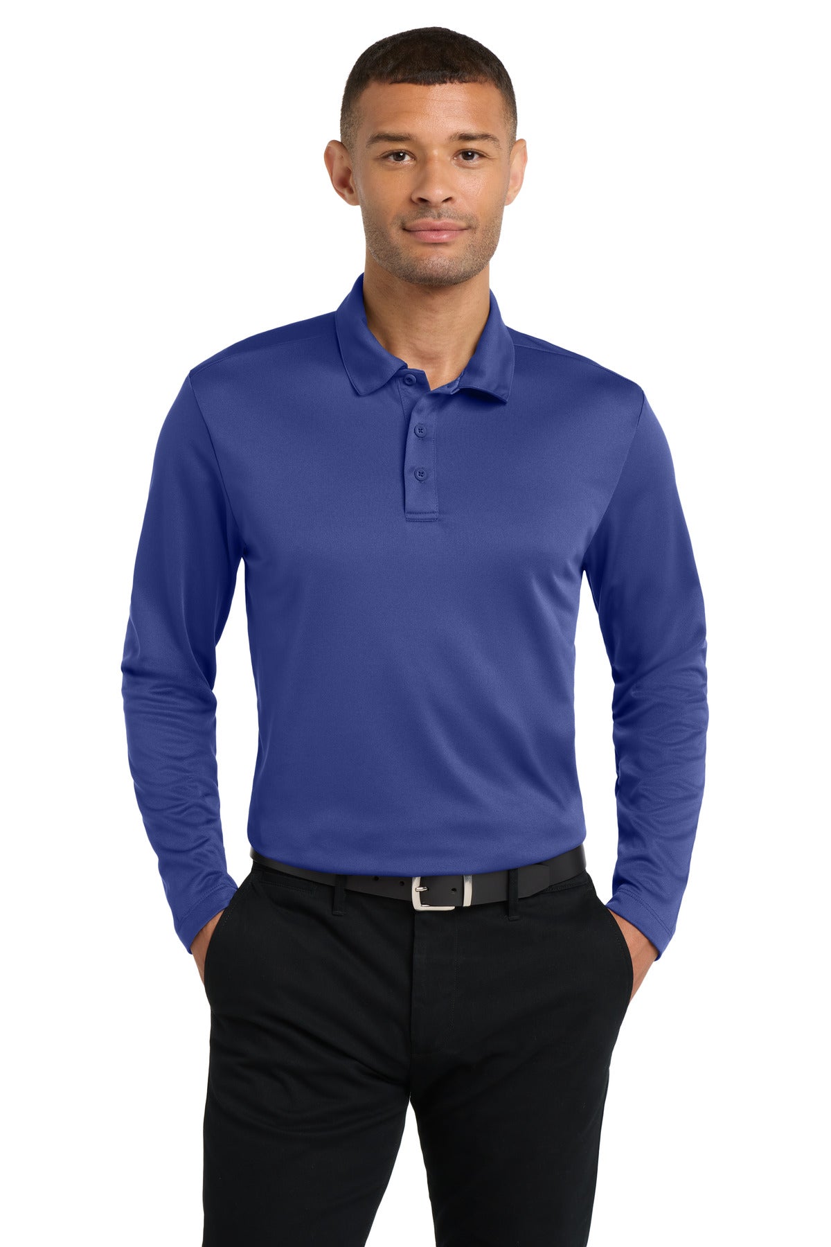 Port Authority Silk Touch Performance Long Sleeve Polo. K540LS in Royal
