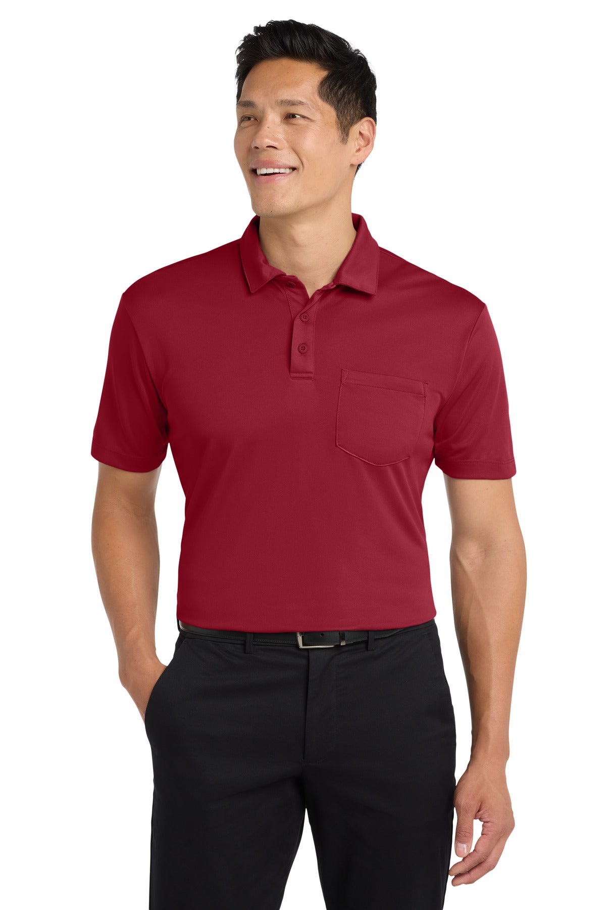 Port Authority Silk Touch Performance Pocket Polo. K540P in Red