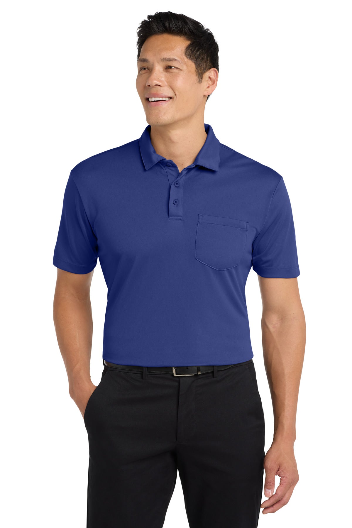 Port Authority Silk Touch Performance Pocket Polo. K540P in Royal