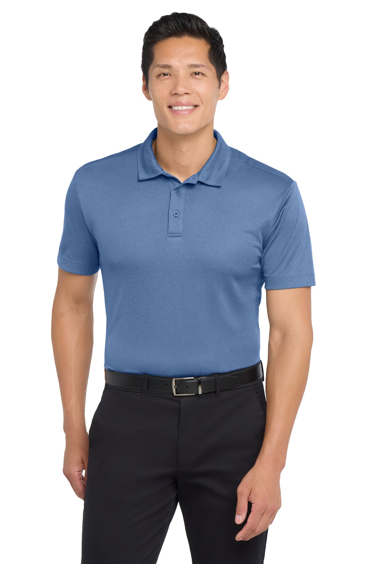 Port Authority  Heathered Silk Touch  Performance Polo. K542 in Moonlight Blue Heather