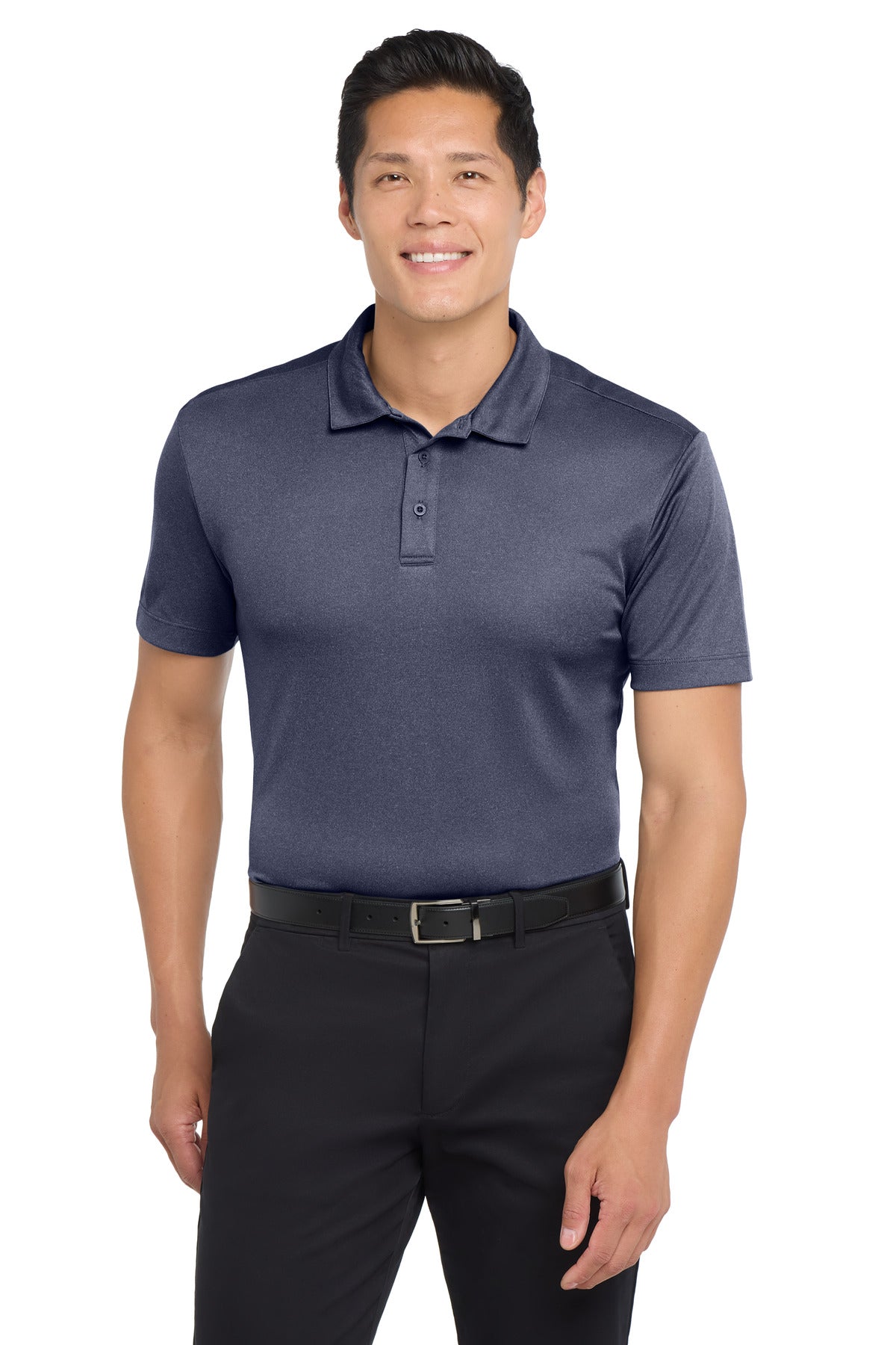 Port Authority  Heathered Silk Touch  Performance Polo. K542 in Navy Heather
