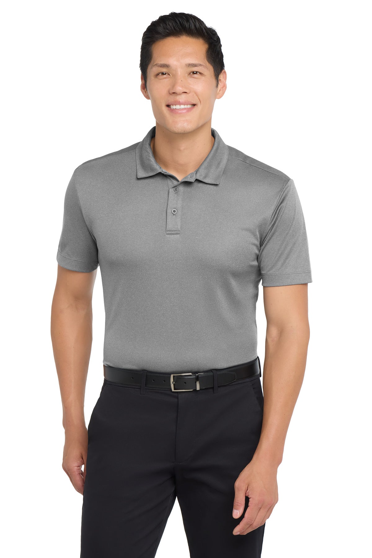 Port Authority  Heathered Silk Touch  Performance Polo. K542 in Shadow Grey Heather