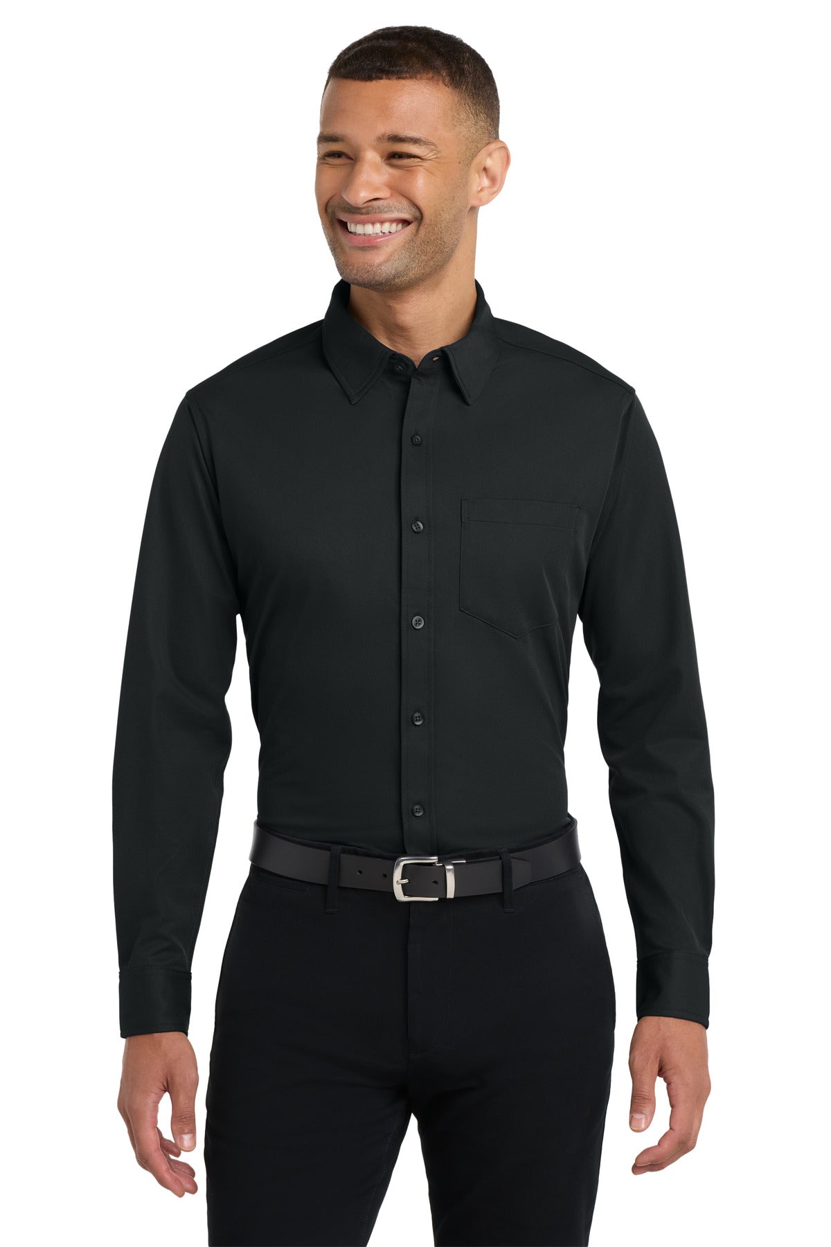 Port Authority Dimension Knit Dress Shirt. K570 in Black