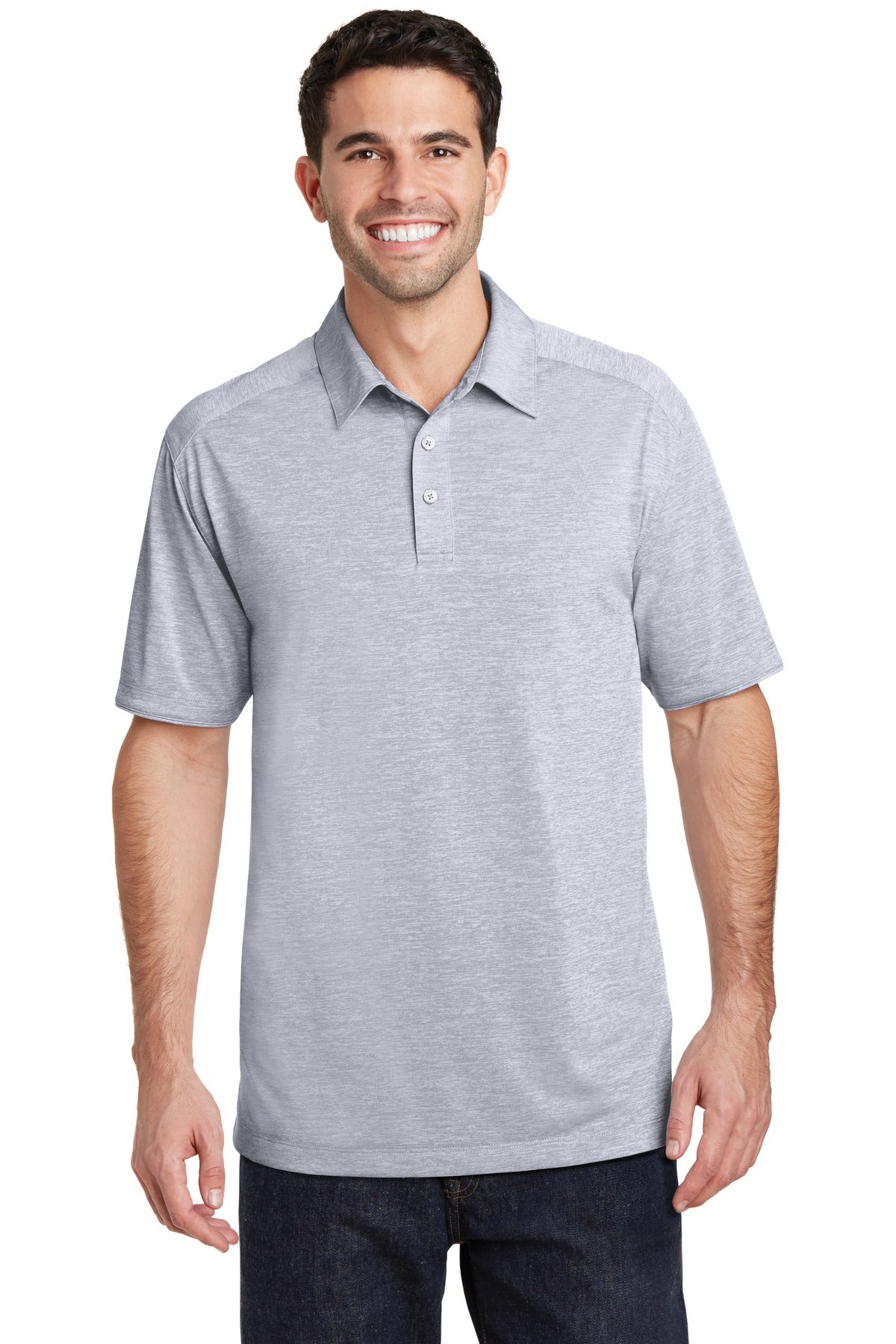 Port Authority Digi Heather Performance Polo. K574 in Light Grey