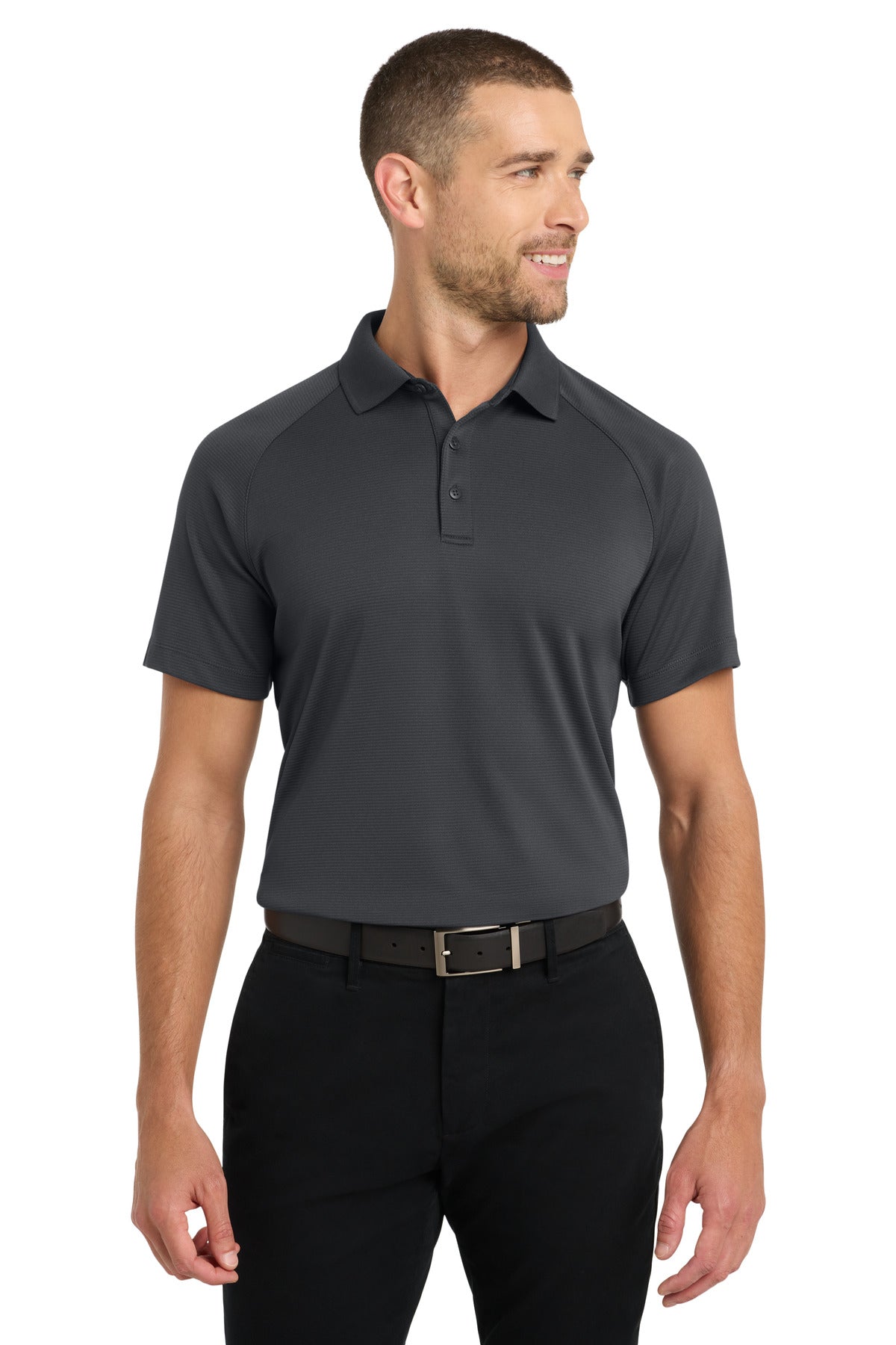 Port Authority Crossover Raglan Polo. K575 in Battleship Grey