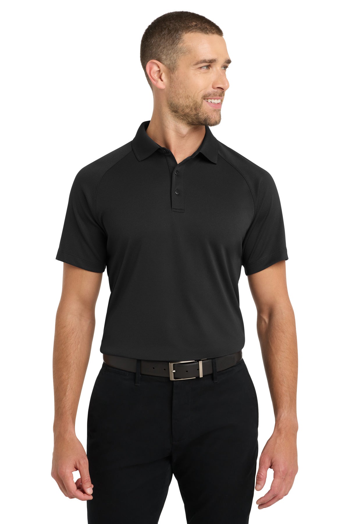 Port Authority Crossover Raglan Polo. K575 in Black