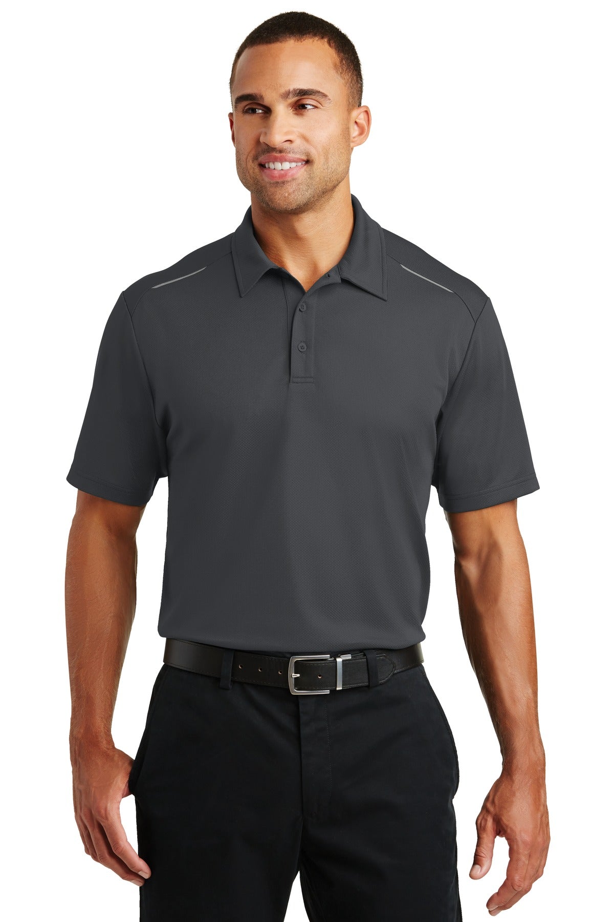 Port Authority Pinpoint Mesh Polo. K580 in Battleship Grey