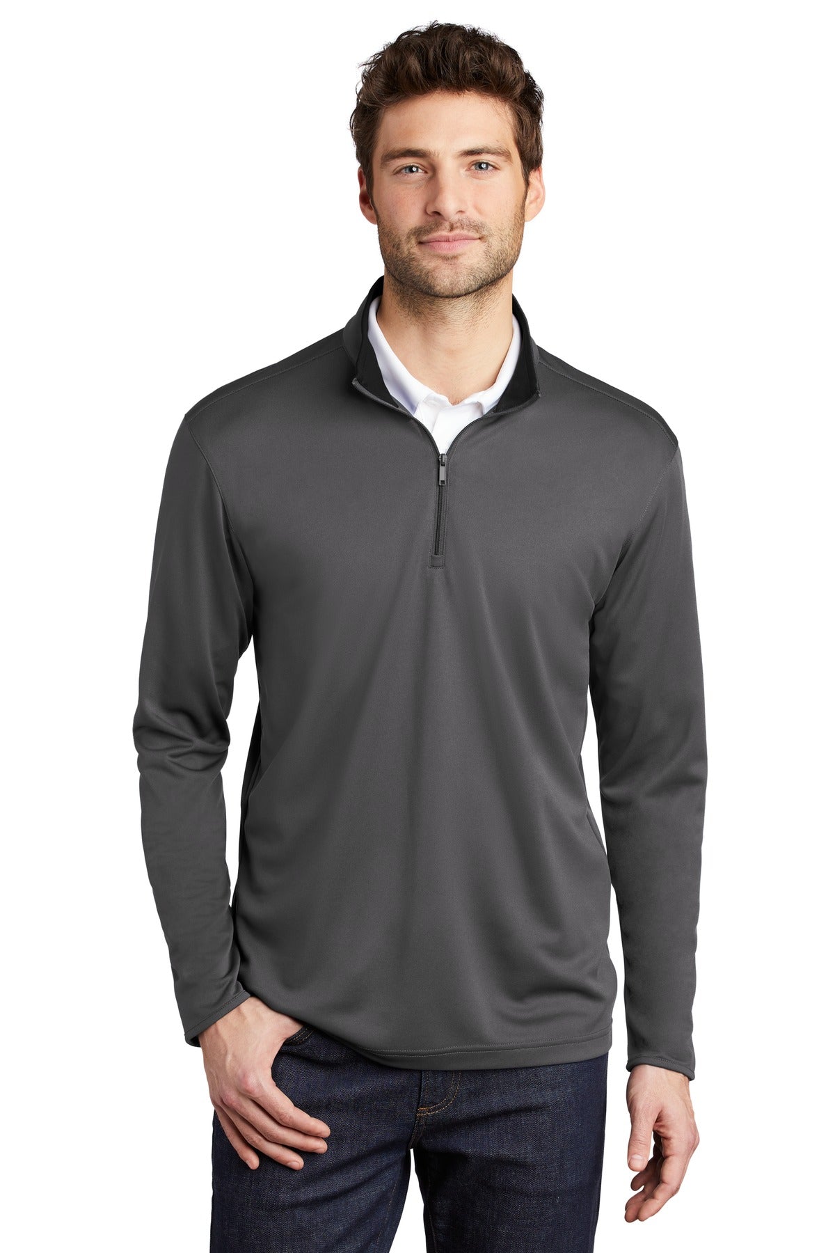 Port Authority  Silk Touch  Performance 1/4-Zip K584 in Steel Grey/ Black