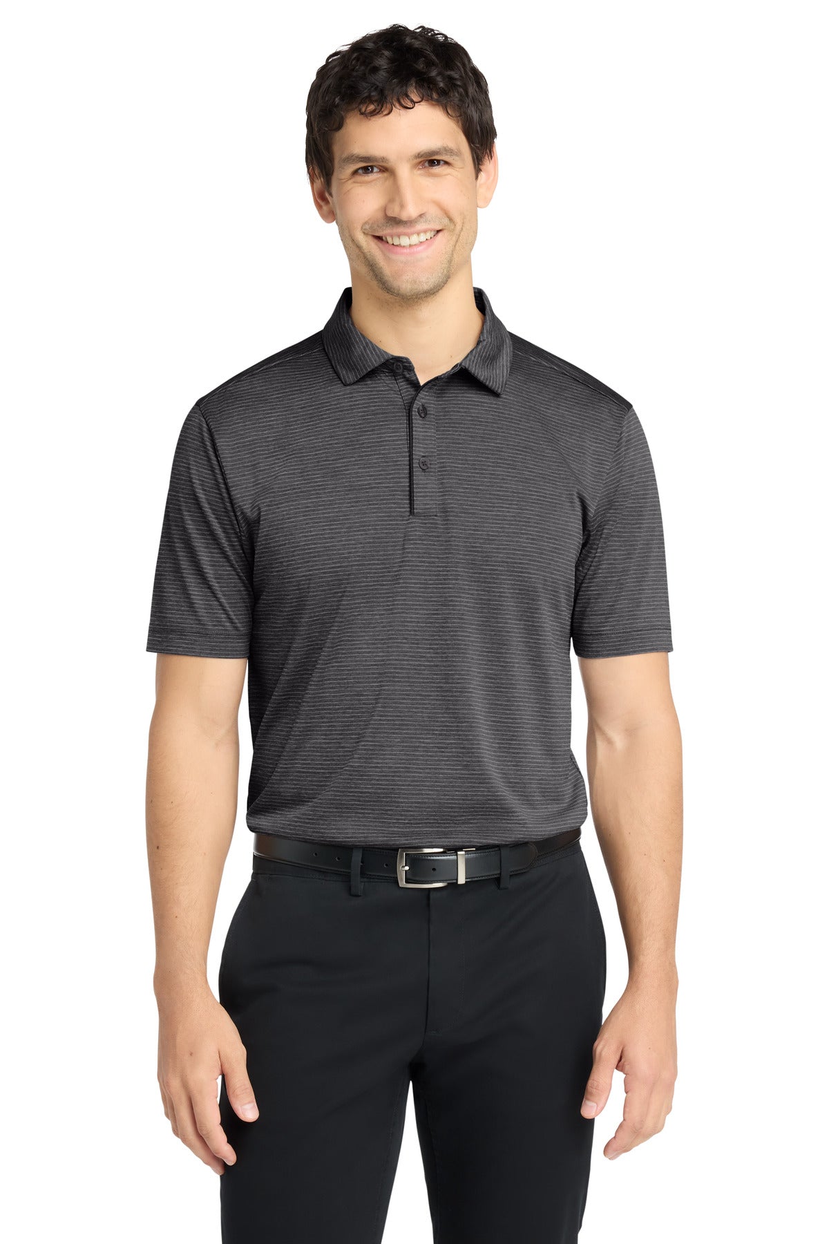 Port Authority  Shadow Stripe Polo. K585 in Deep Black