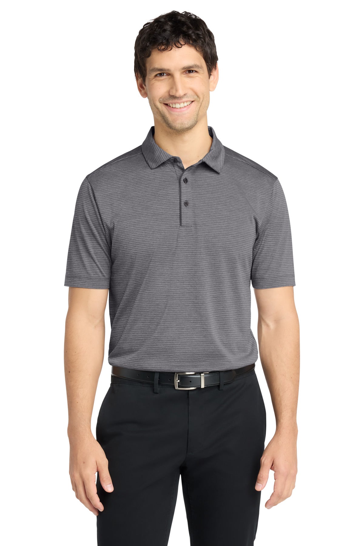 Port Authority  Shadow Stripe Polo. K585 in Shadow Grey