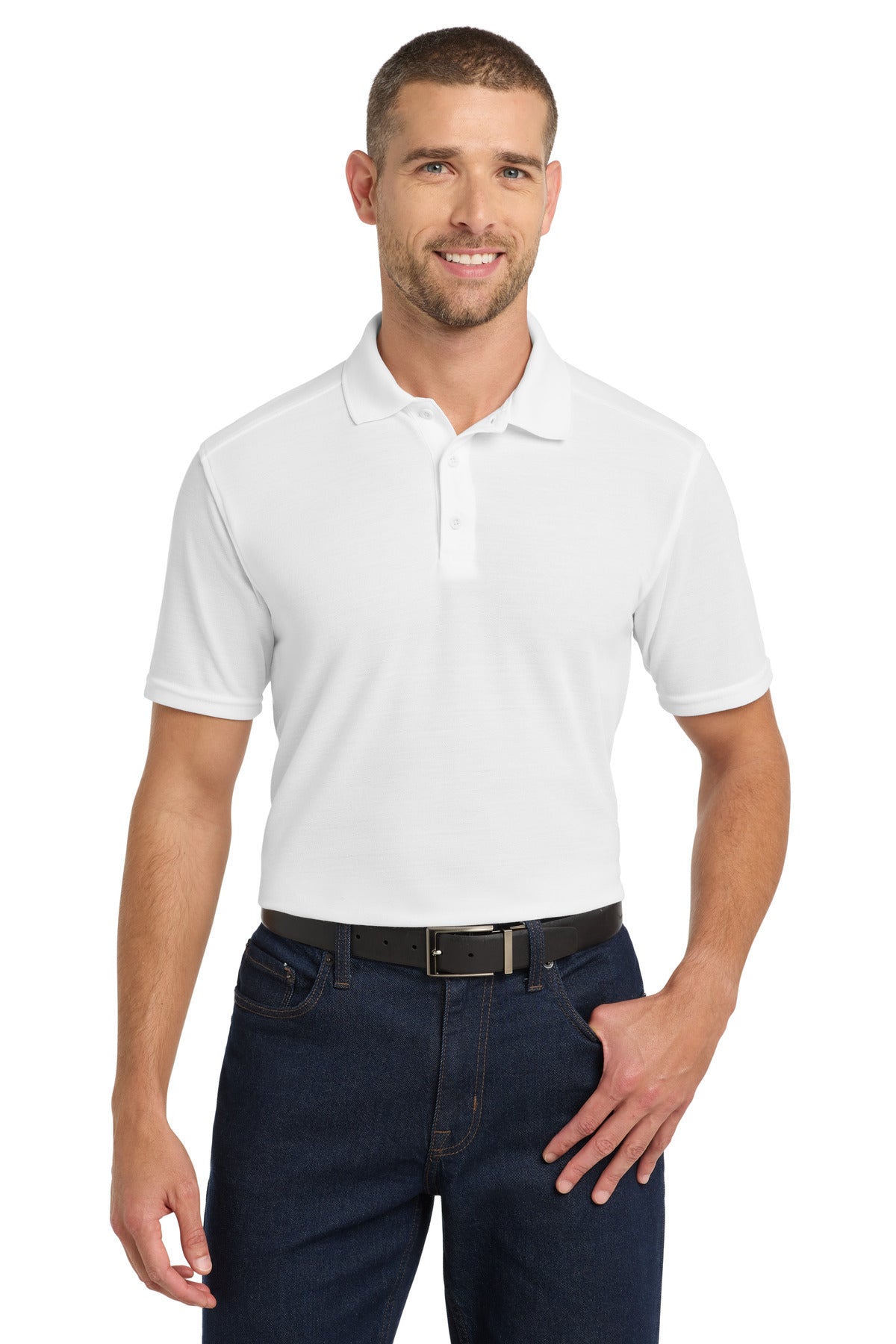 Port Authority  EZPerformance  Pique Polo. K600 in White