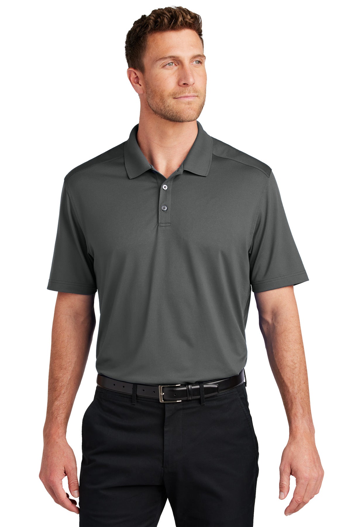 Port Authority City Stretch Flat Knit Polo K683 in Graphite