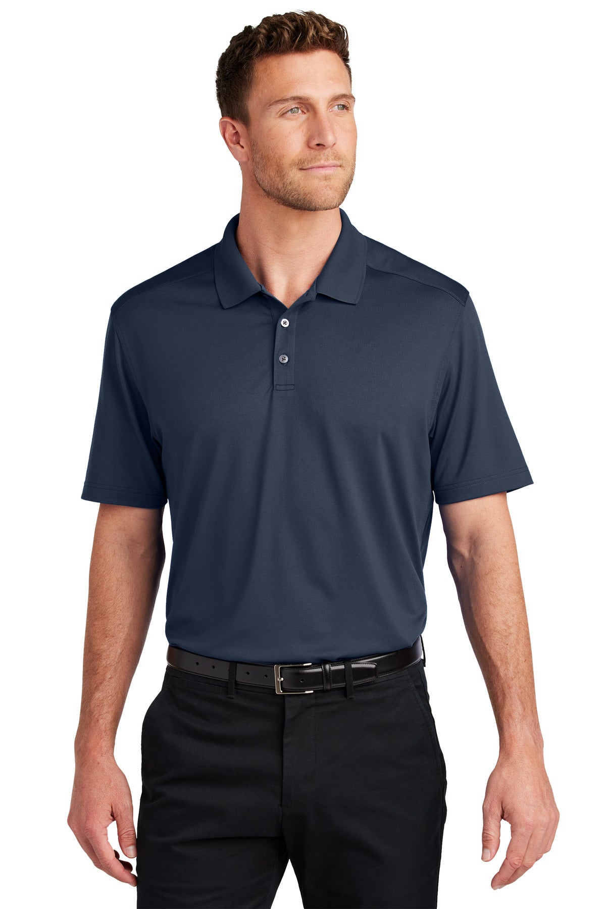 Port Authority City Stretch Flat Knit Polo K683 in River Blue Navy