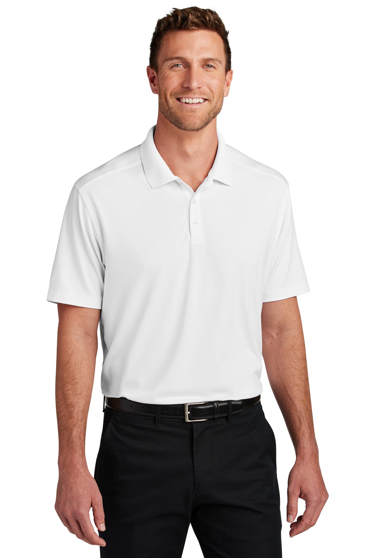 Port Authority City Stretch Flat Knit Polo K683 in White