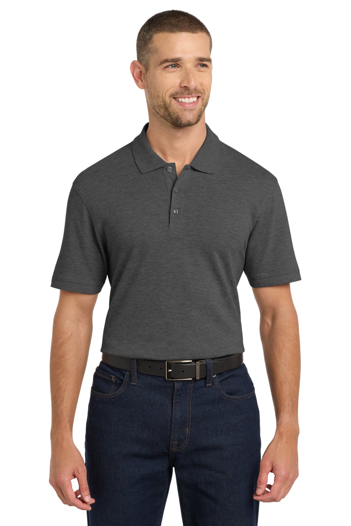 Port Authority EZCotton Polo. K8000 in Charcoal Heather