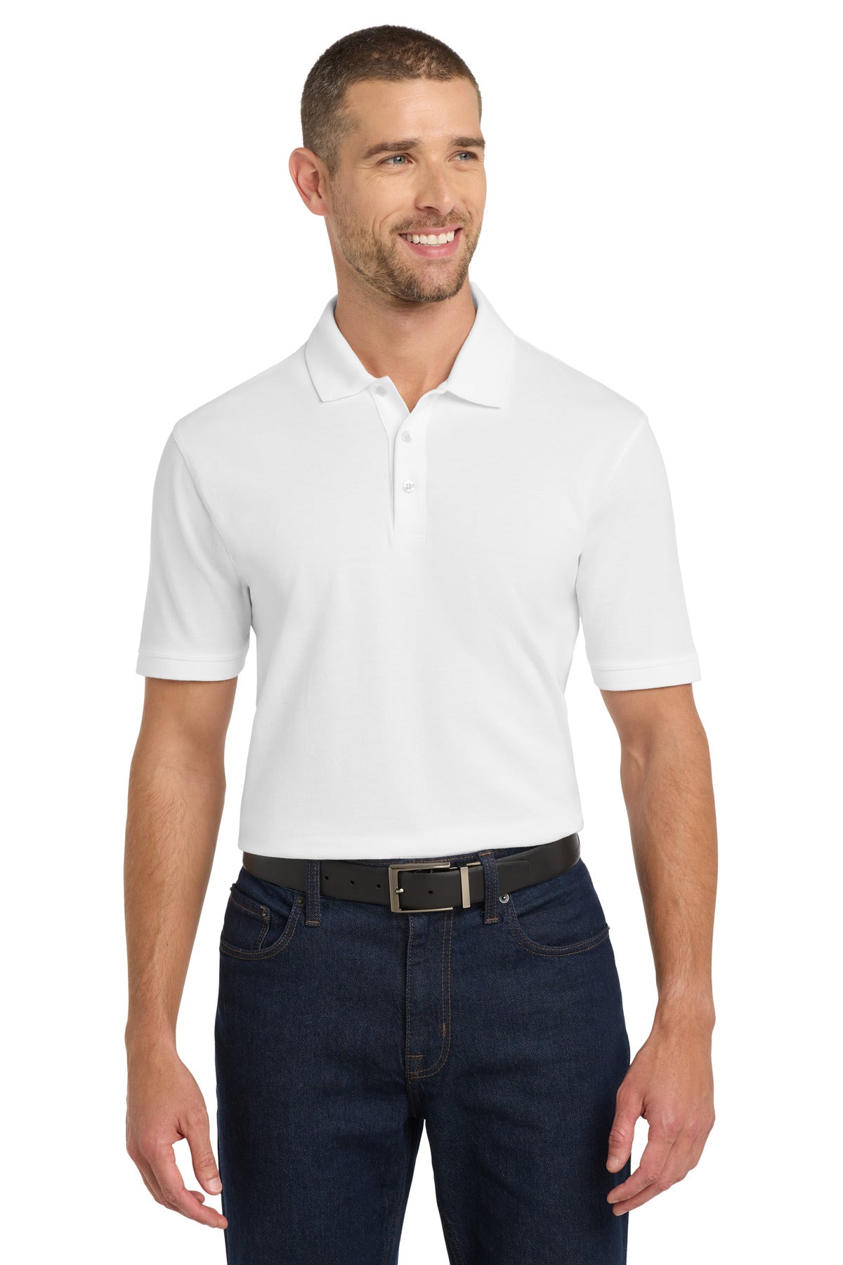 Port Authority EZCotton Polo. K8000 in White