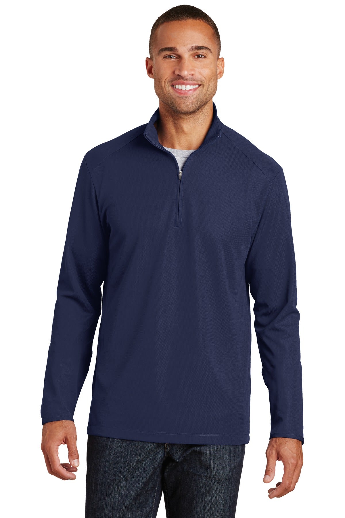 Port Authority Pinpoint Mesh 1/2-Zip. K806 in True Navy