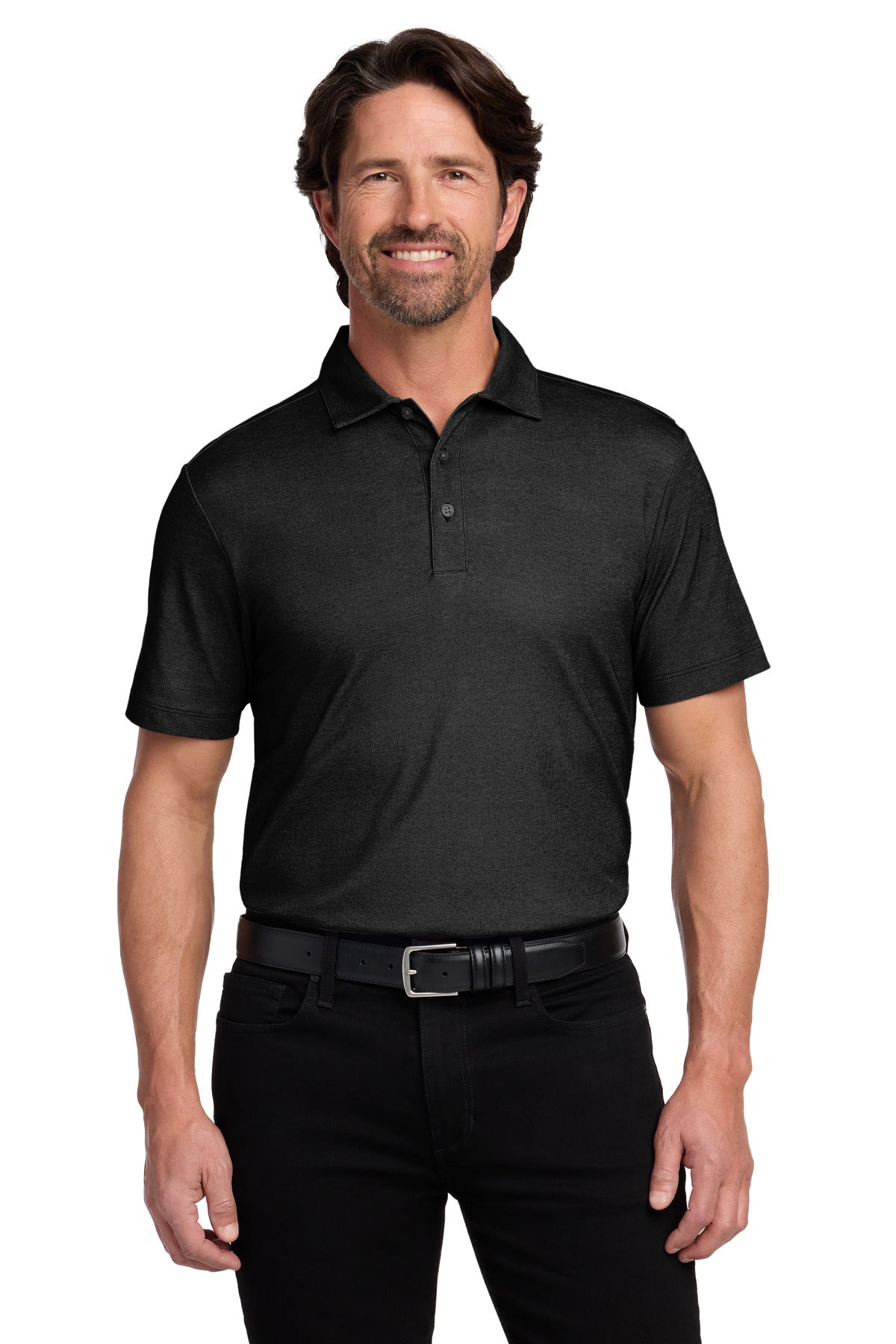Port Authority Fine Pique Blend Polo K830 in Black Heather