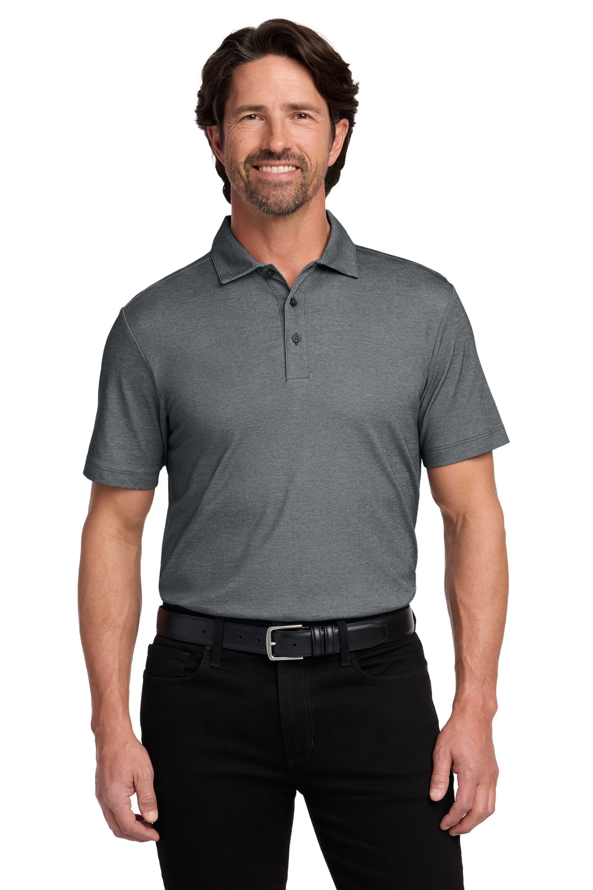 Port Authority Fine Pique Blend Polo K830 in Charcoal Heather
