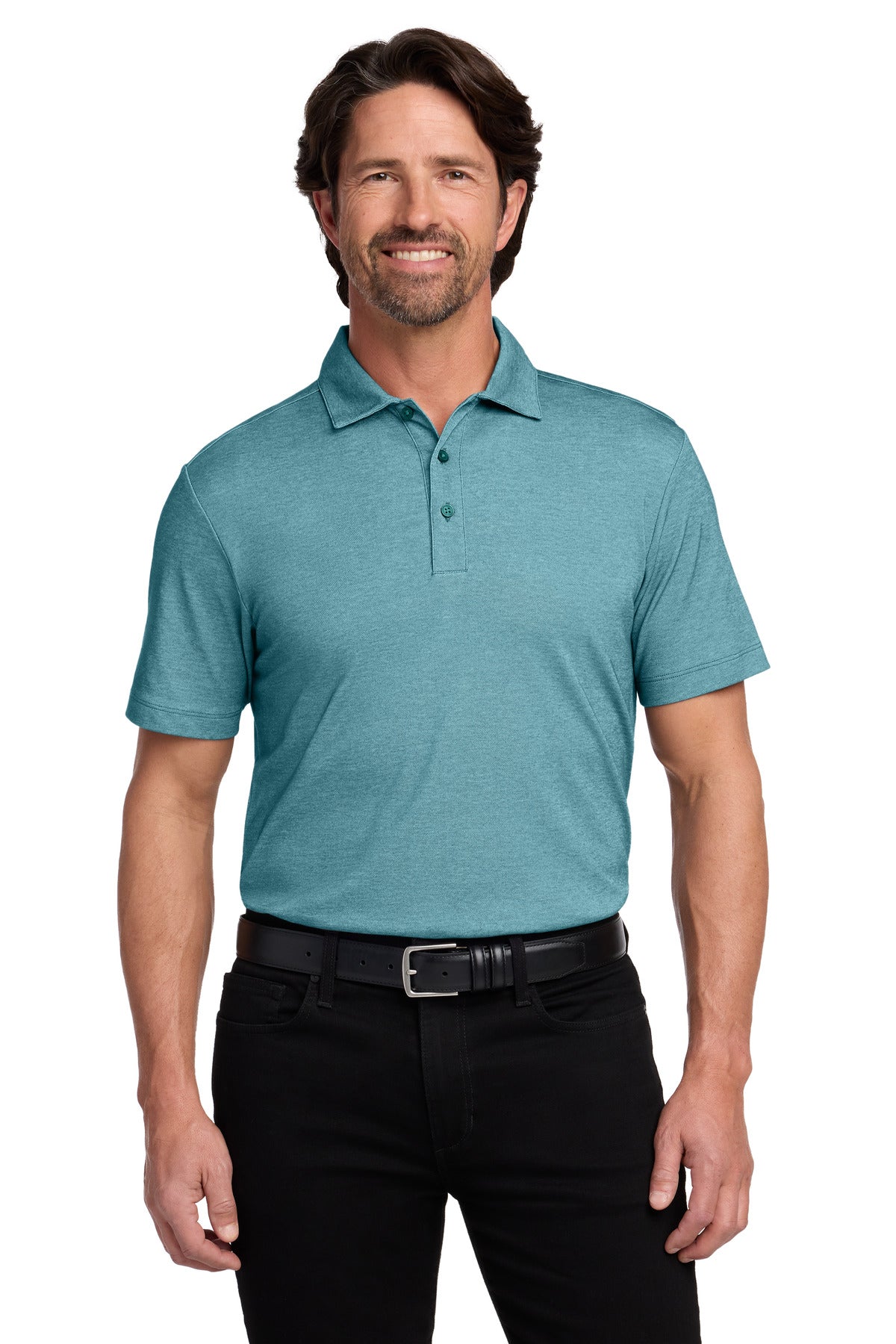Port Authority Fine Pique Blend Polo K830 in Dark Teal Heather