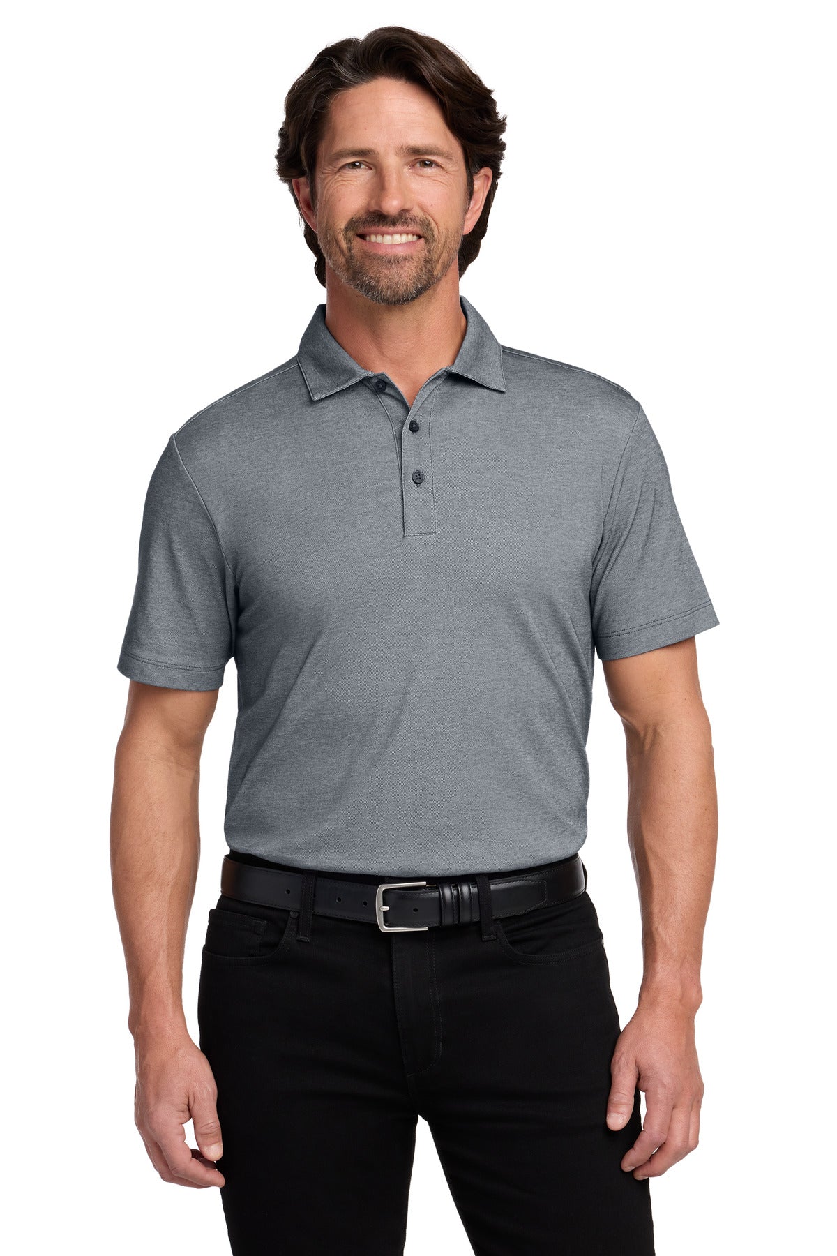 Port Authority Fine Pique Blend Polo K830 in River Blue Navy Heather