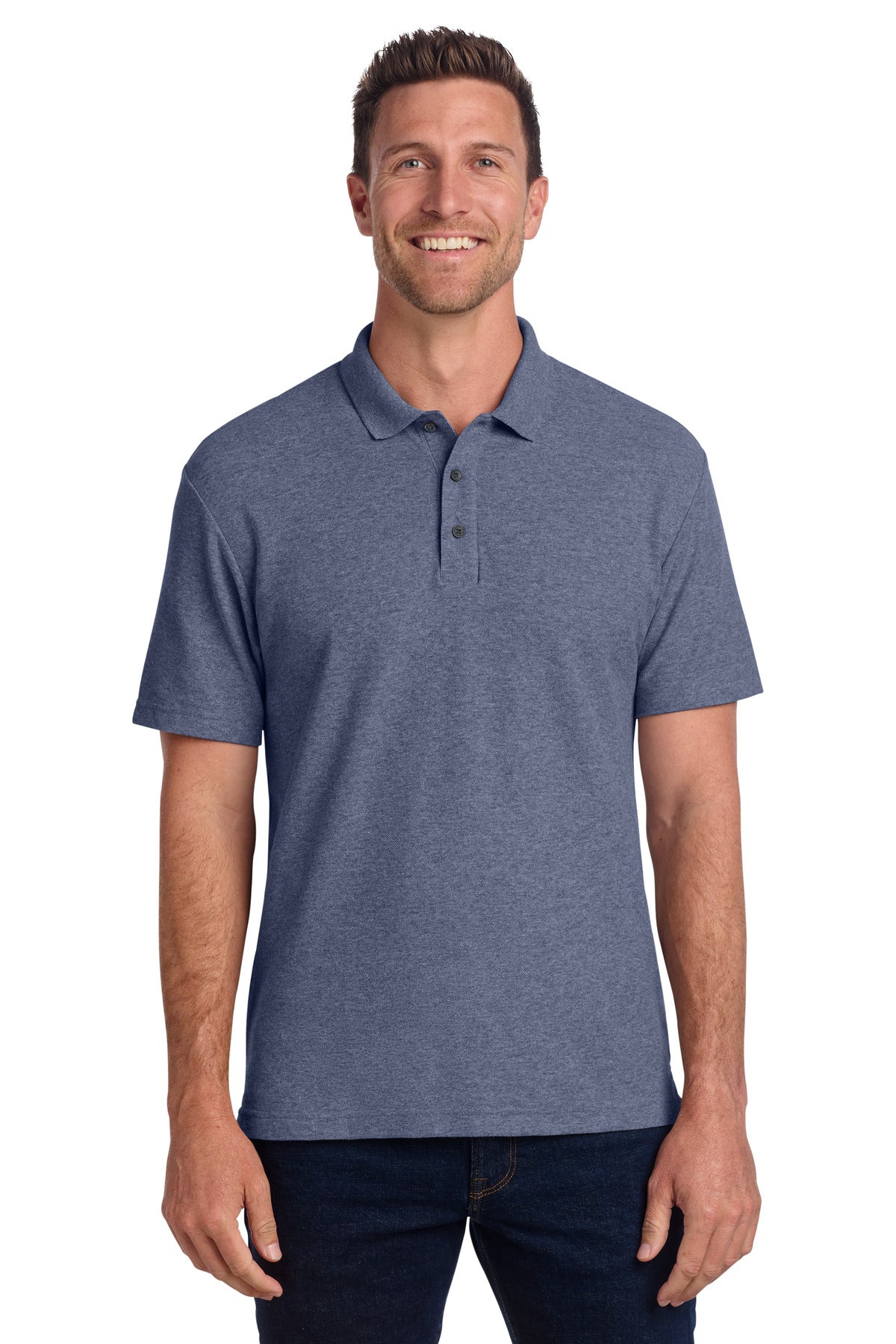 Port Authority C-FREE Cotton Blend Pique Polo K867 in Navy Heather