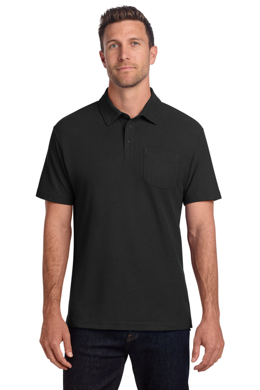 Port Authority C-FREE Cotton Blend Pique Pocket Polo K868 in Black