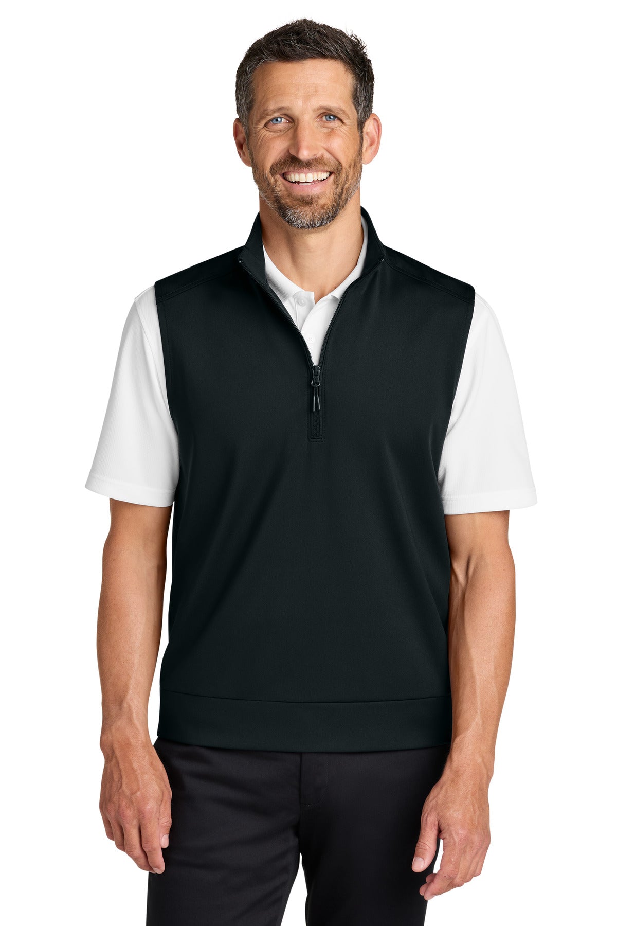Port Authority C-FREE Double Knit 1/4-Zip Vest K880V in Deep Black