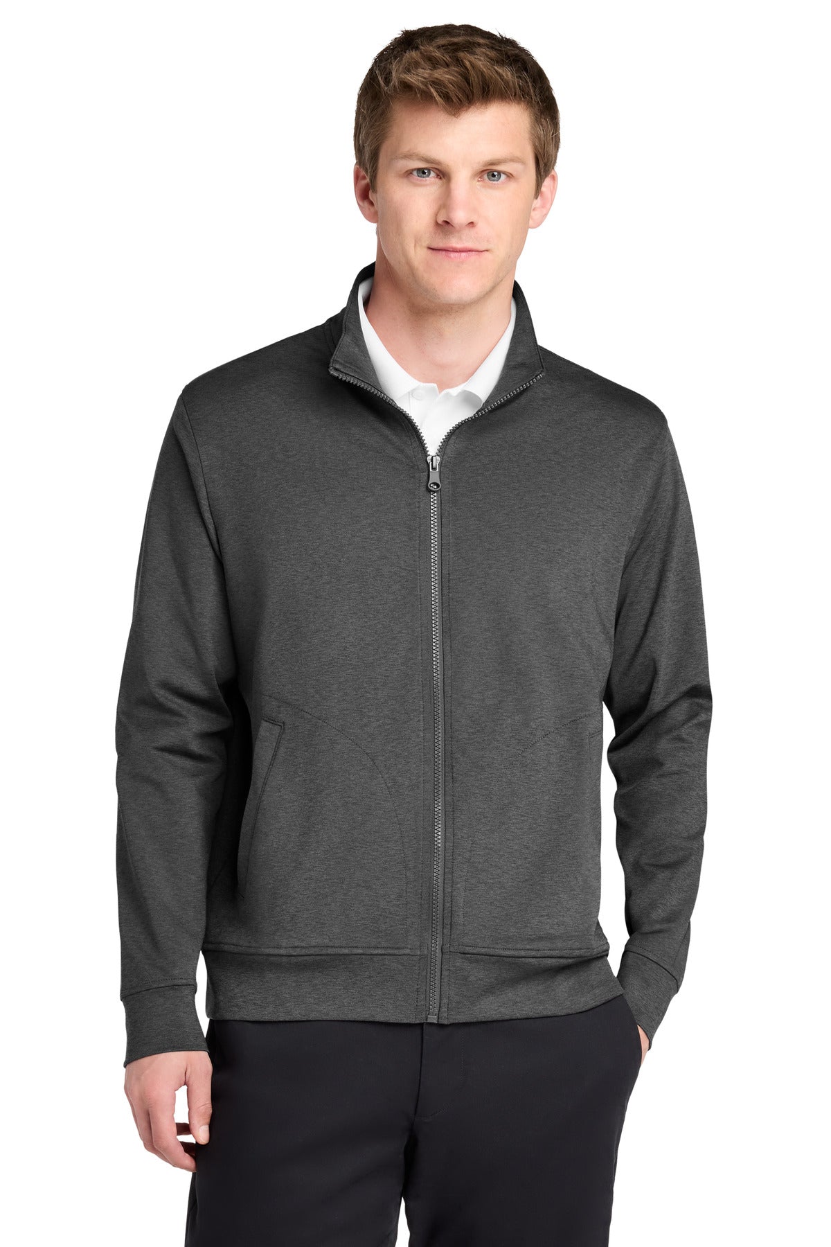 Port Authority C-FREE Double Knit Full-Zip K881 in Grey Steel Heather