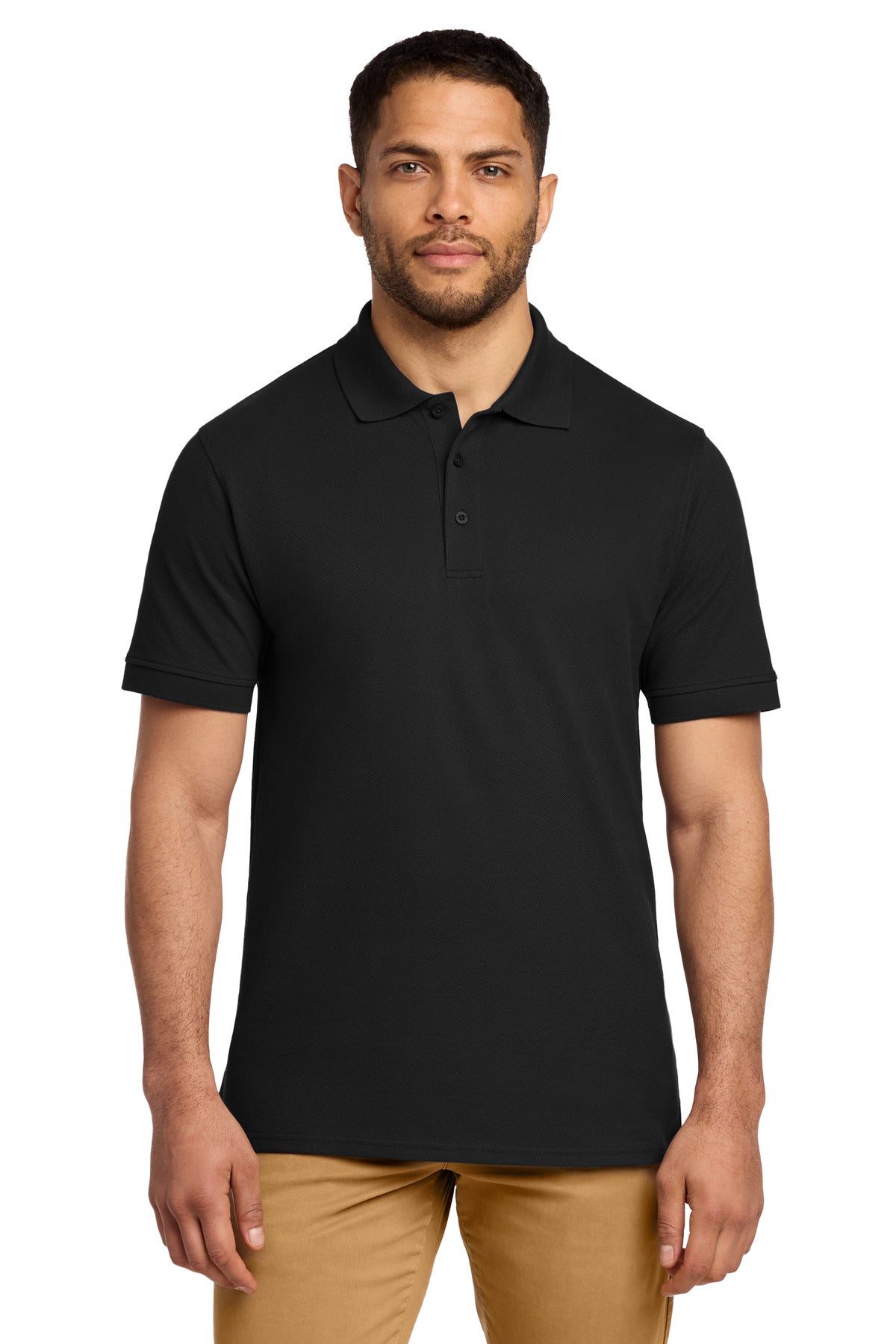 Port & Co Combed Ring Spun Pique Polo. KP1500 in Jet Black