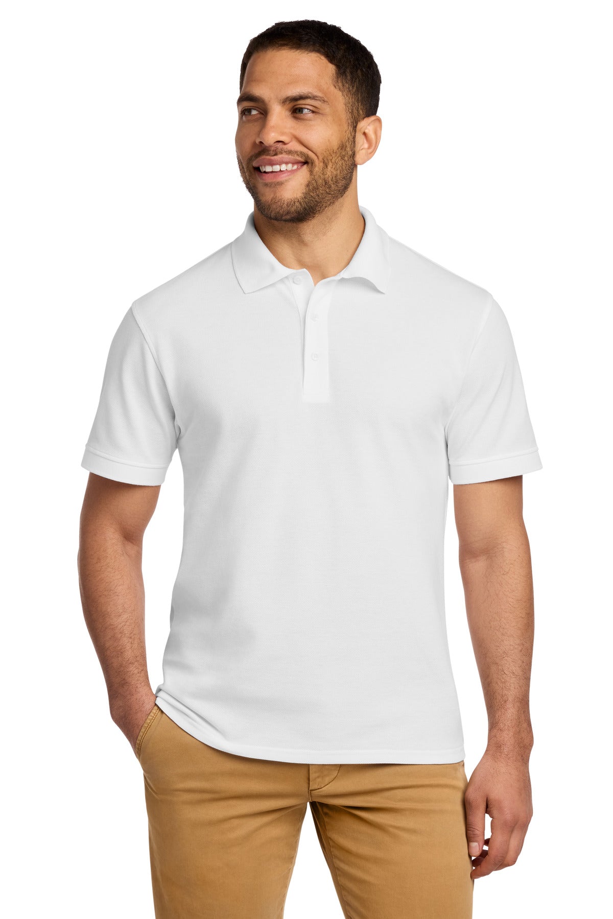 Port & Co Combed Ring Spun Pique Polo. KP1500 in White