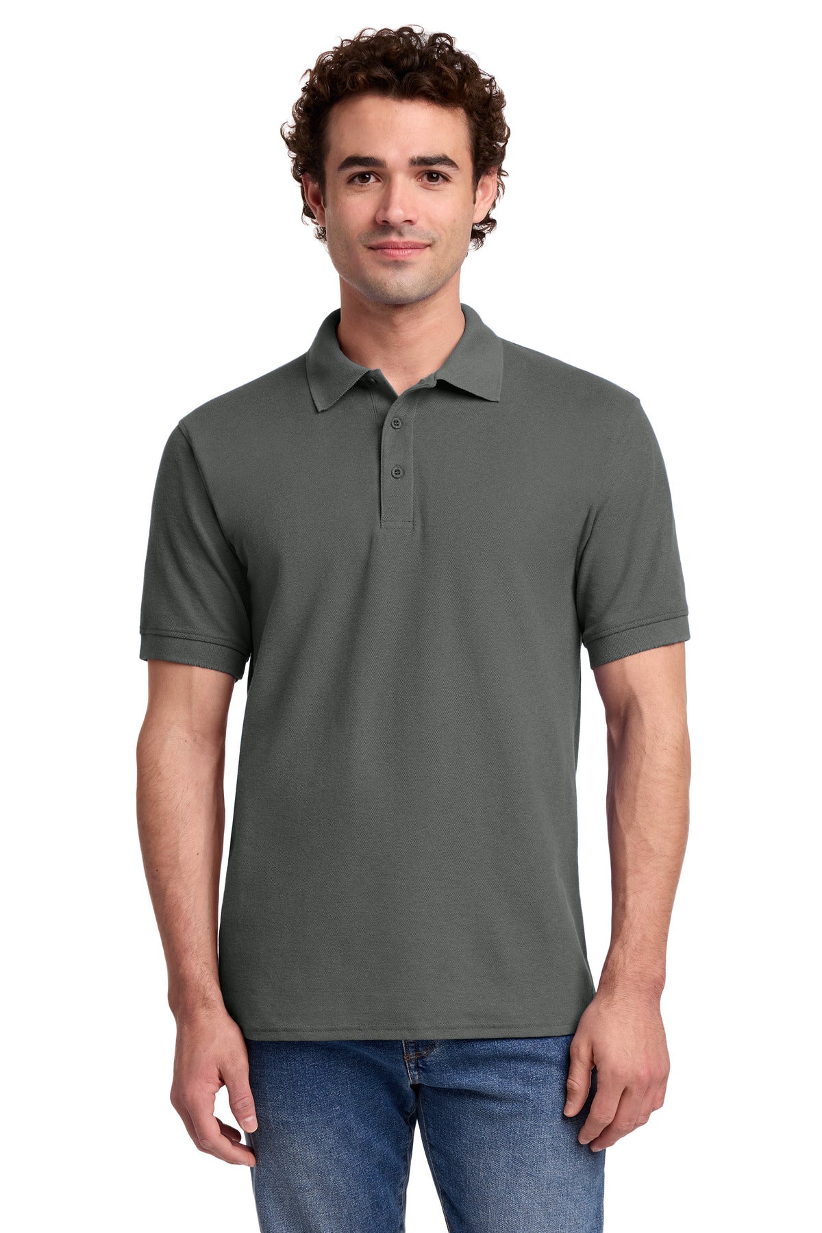 Port & Co Core Blend Pique Polo. KP155 in Charcoal