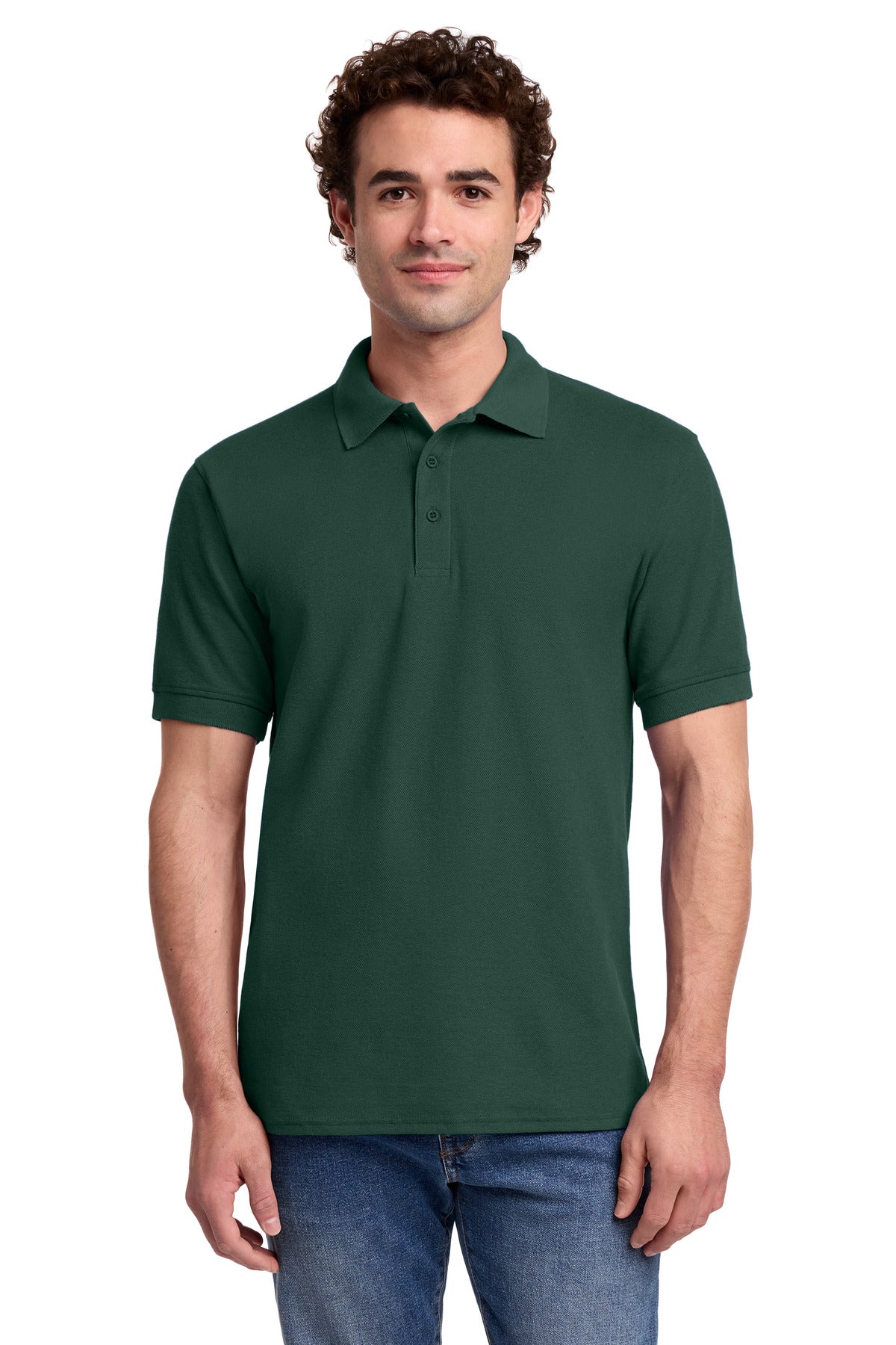 Port & Co Core Blend Pique Polo. KP155 in Dark Green