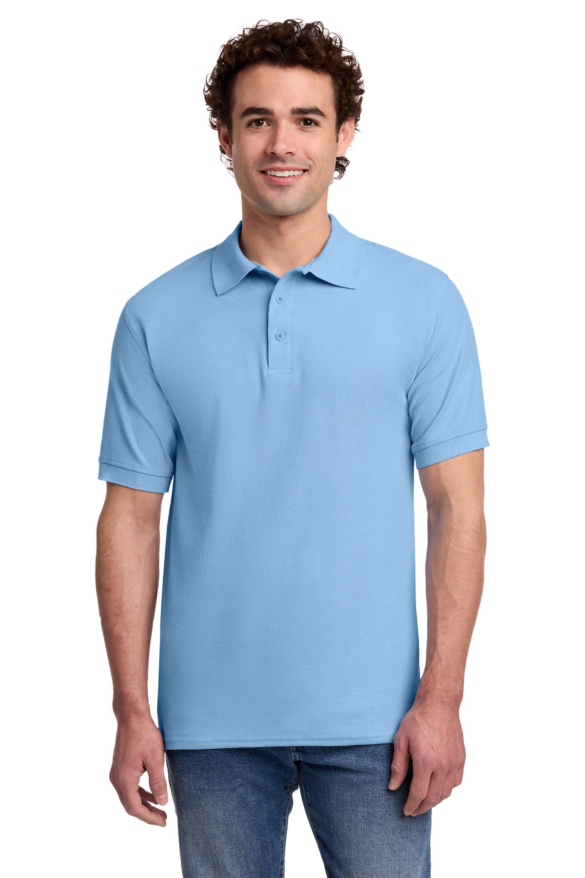 Port & Co Core Blend Pique Polo. KP155 in Light Blue