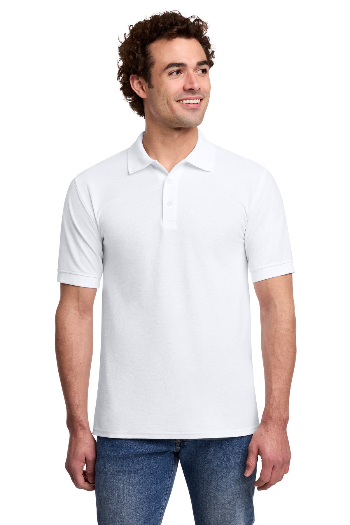Port & Co Core Blend Pique Polo. KP155 in White