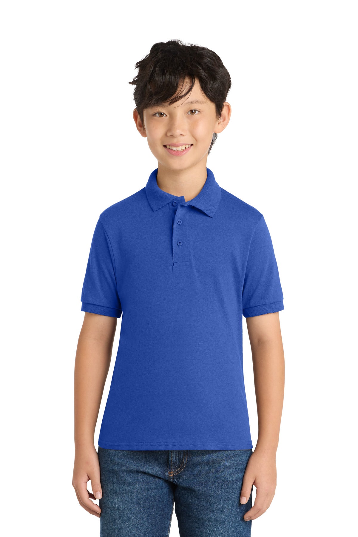 Port & Co Youth Core Blend Jersey Knit Polo. KP55Y in Royal