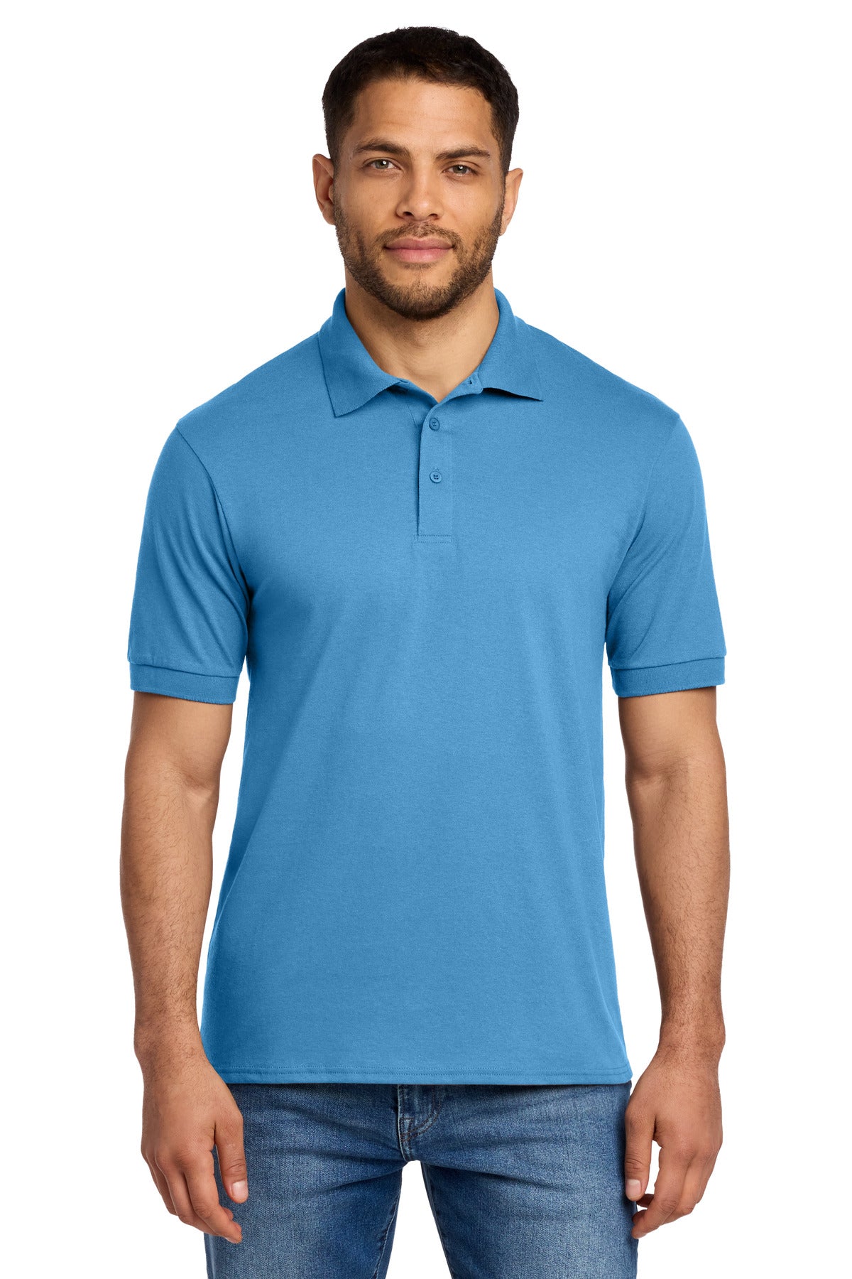 Port & Co Core Blend Jersey Knit Polo. KP55 in Aquatic Blue