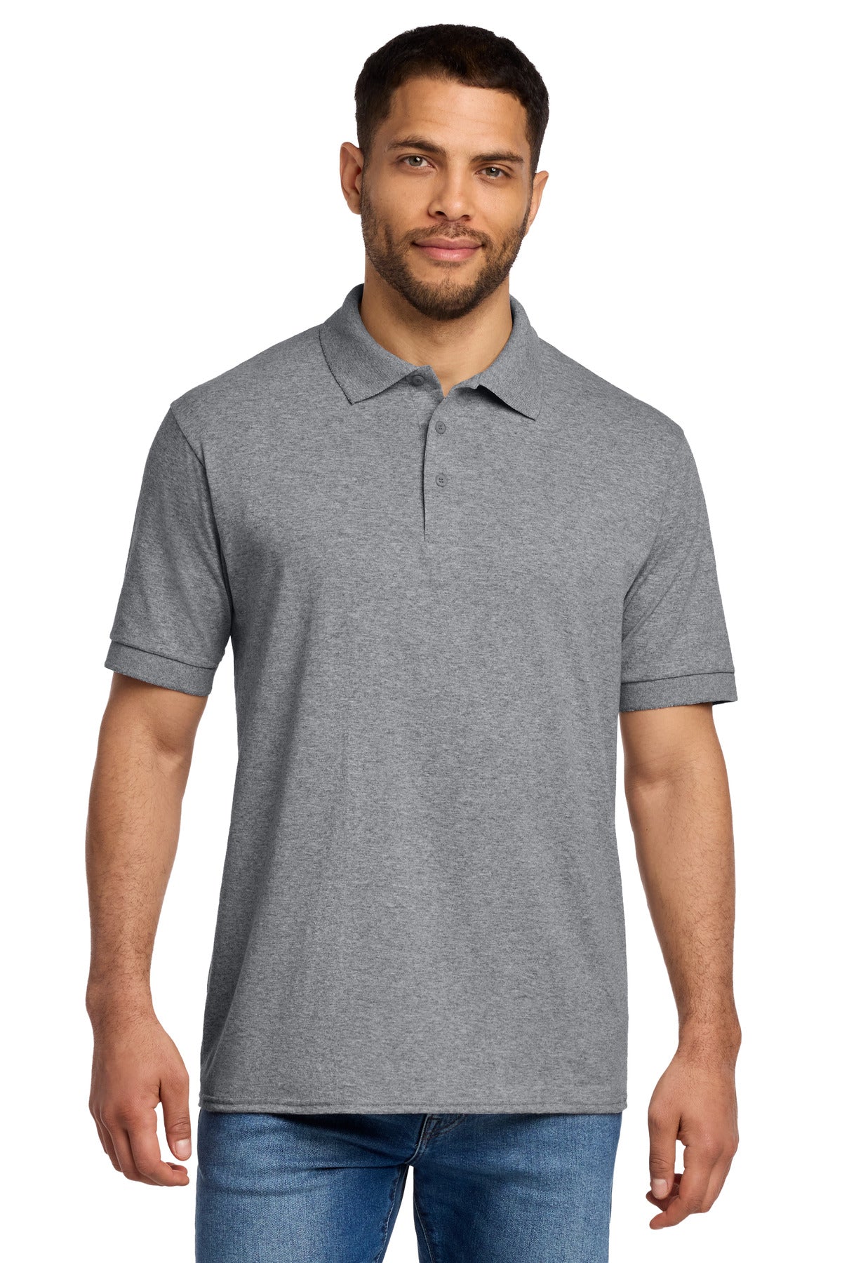 Port & Co Core Blend Jersey Knit Polo. KP55 in Athletic Heather